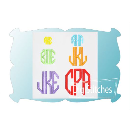 Octagon Monogram Small Embroidery Font | Machine Embroidery Designs by JuJu