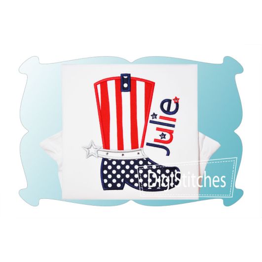 Patriotic Cowboy Boot Applique | Machine Embroidery Designs by JuJu