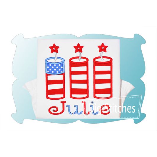 Patriotic Firecracker Trio Applique | Machine Embroidery Designs by JuJu