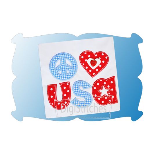 Peace Love USA Applique | Machine Embroidery Designs by JuJu
