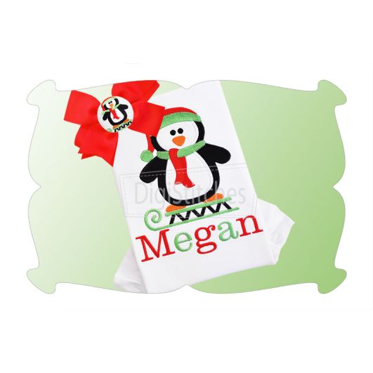 Penguin On Sled Applique | Machine Embroidery Designs by JuJu