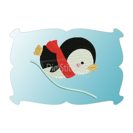 Penguin On Snowhill Minis | Machine Embroidery Designs by JuJu