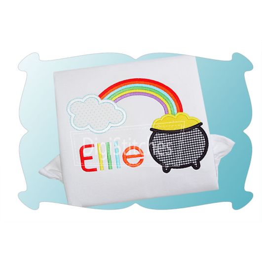 Pot of Gold and Rainbow Applique | Machine Embroidery Designs by JuJu