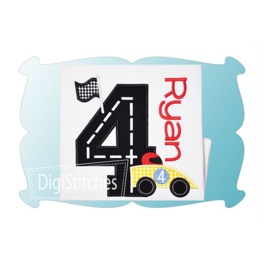 Race Track Birthday Numbers Applique | Machine Embroidery Designs by JuJu