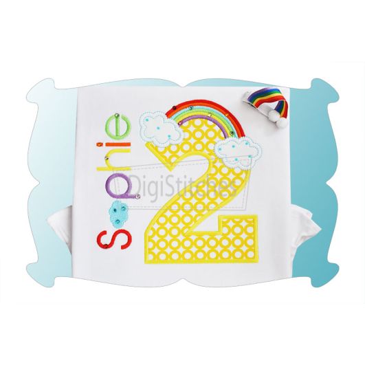 Rainbow Birthday Numbers Applique | Machine Embroidery Designs by JuJu
