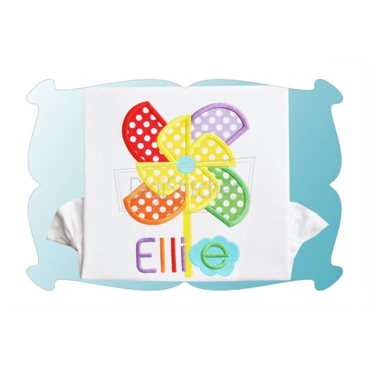 Rainbow Pinwheel Applique | Machine Embroidery Designs by JuJu