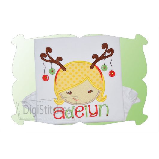 Reindeer Girl Applique | Machine Embroidery Designs by JuJu