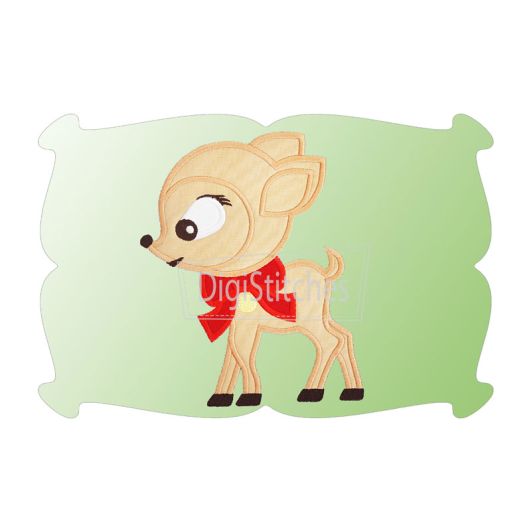 Reindeer With Bow Applique | Machine Embroidery Designs by JuJu