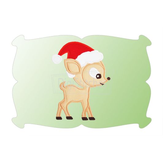 Reindeer With Santa Hat Applique | Machine Embroidery Designs by JuJu