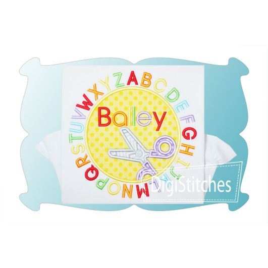Scissors Alphabet Circle Applique | Machine Embroidery Designs by JuJu