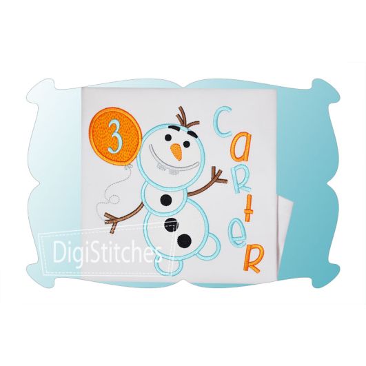 Silly Snowman Birthday Applique | Machine Embroidery Designs by JuJu