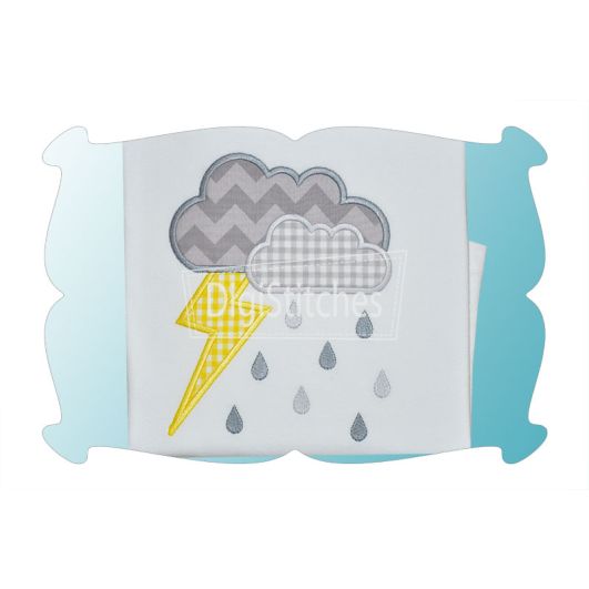 Storm Clouds With Lightening Applique | Machine Embroidery Designs by JuJu