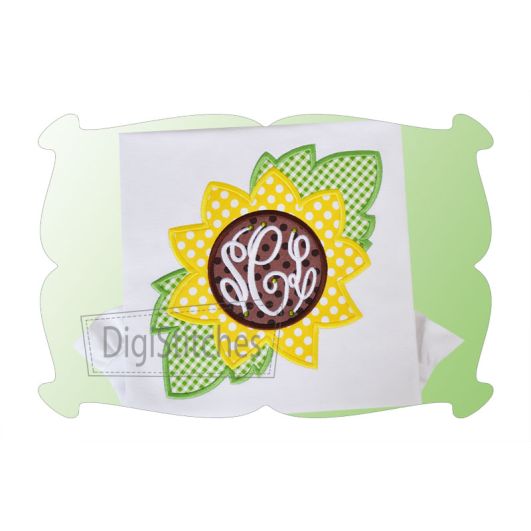 Sunflower Monogram Applique | Machine Embroidery Designs by JuJu