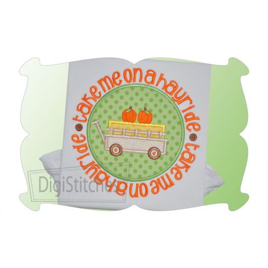 Take Me On A Hayride Circle Patch Applique | Machine Embroidery Designs by JuJu