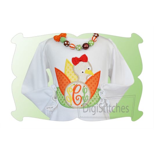 Turkey Girl Monogram Applique | Machine Embroidery Designs by JuJu
