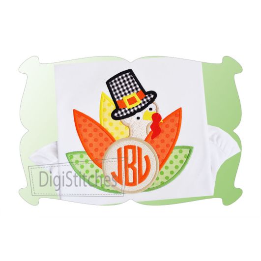 Turkey Monogram Applique | Machine Embroidery Designs by JuJu