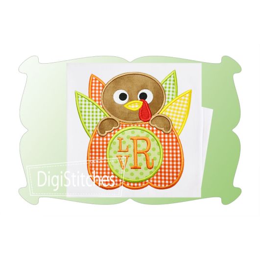 Turkey Pumpkin Monogram Boy Applique | Machine Embroidery Designs by JuJu