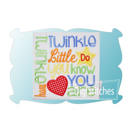 Twinkle Twinkle Little Star Applique | Machine Embroidery Designs by JuJu