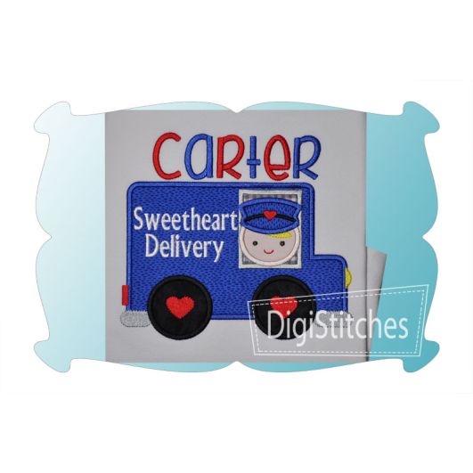 Valentine Mail Truck Applique | Machine Embroidery Designs by JuJu
