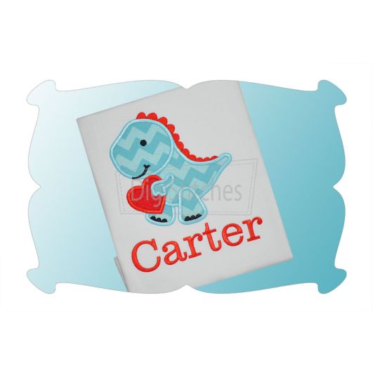 Valentines Day Dinosaur Applique | Machine Embroidery Designs by JuJu