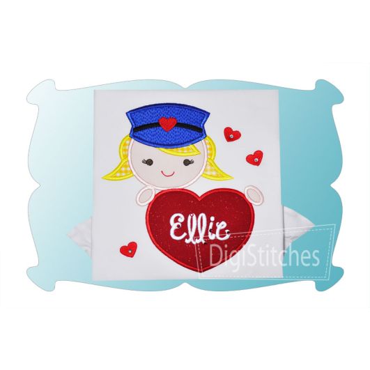 Valentine Mail Carrier Girl Applique | Machine Embroidery Designs by JuJu