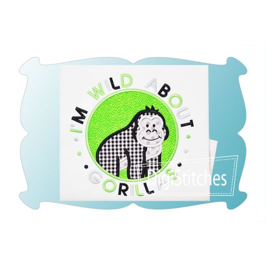 Wild About Gorillas Circle Patch Applique | Machine Embroidery Designs by JuJu