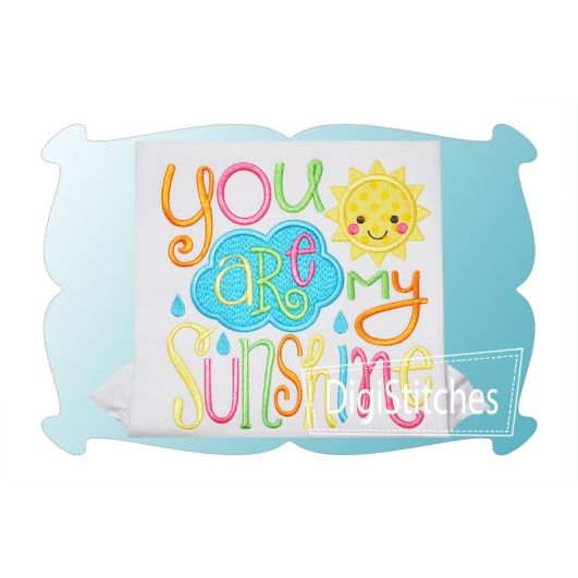 You Are My Sunshine Girl Applique | Machine Embroidery Designs by JuJu
