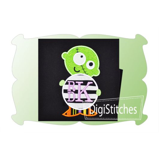 Zombie Kid Boy Monogram Applique | Machine Embroidery Designs by JuJu