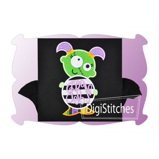 Zombie Kid Girl Monogram Applique | Machine Embroidery Designs by JuJu