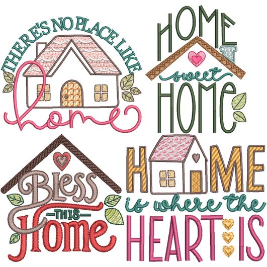 Home Sweet Home Word Art Embroidery Set | Machine Embroidery Designs by JuJu