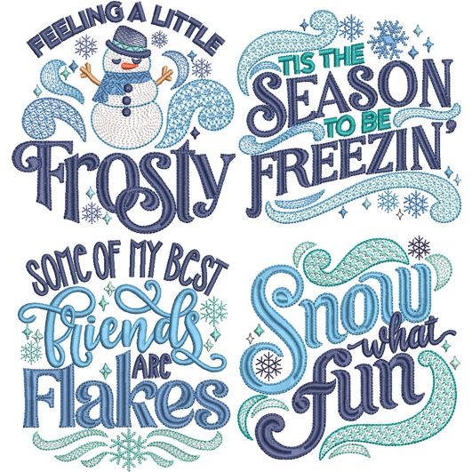 Winter Fun Word Art 1 Embroidery Set | Machine Embroidery Designs by JuJu