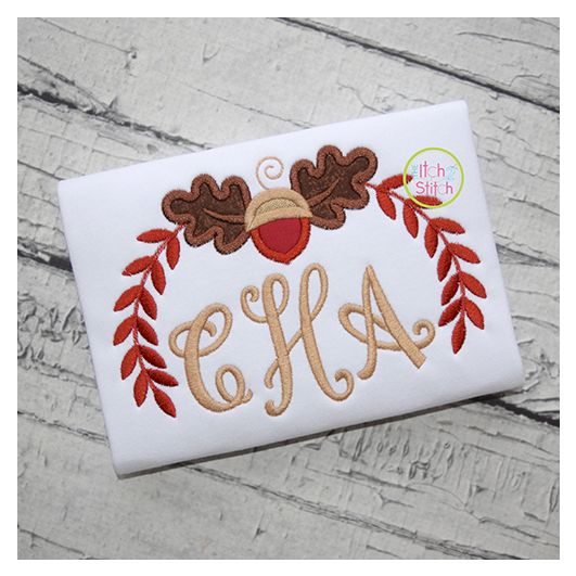 Acorn Oak Leaf Swag Applique | Machine Embroidery Designs by JuJu