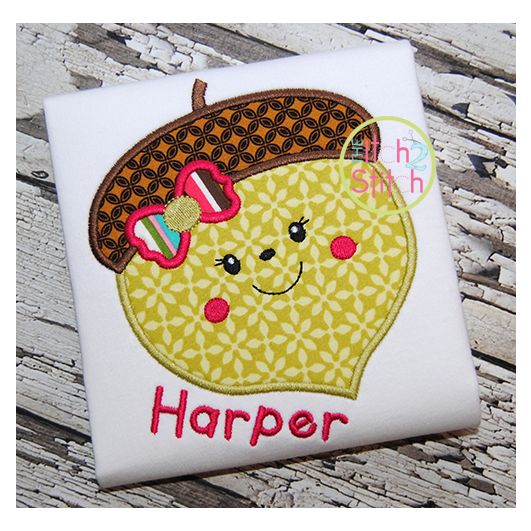 Acorn Girl Applique | Machine Embroidery Designs by JuJu