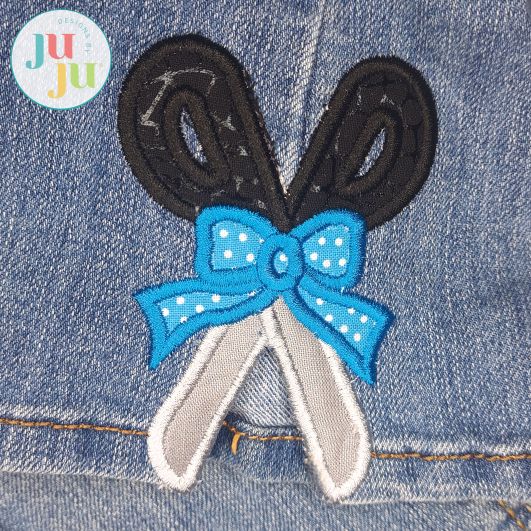                                 Free Scissors Bow Side Seam Cutaway Applique Embroidery Design | Machine Embroidery Designs by JuJu
                            