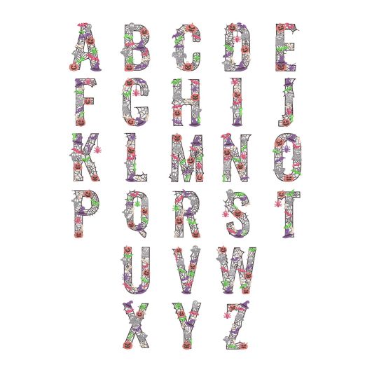 Halloween Monogram Embroidery Font | Machine Embroidery Designs by JuJu