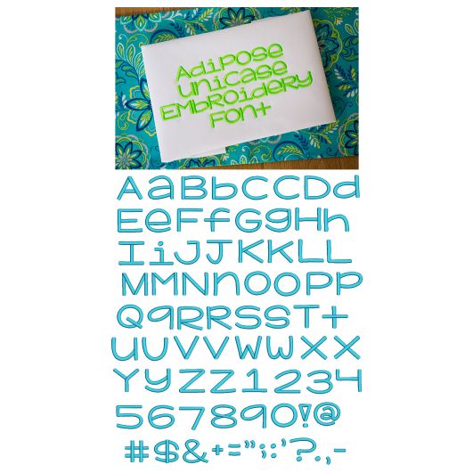 Adipose Unicase Embroidery Font Machine Embroidery Designs by JuJu