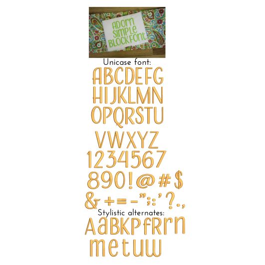 Adorn Simple Block Embroidery Font Machine Embroidery Designs by JuJu
