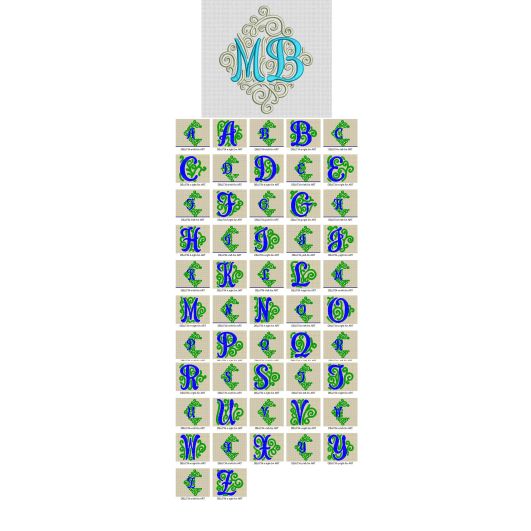 Adorn Duo Ornamental Monogram Machine Embroidery Designs by JuJu