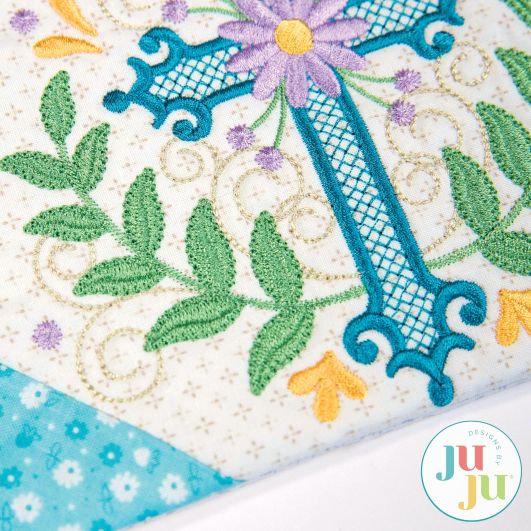 In The Hoop Elegant Cross Mug Rug Project | Machine Embroidery Designs by JuJu