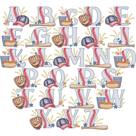          Baseball Alphabet Embroidery Set | Machine Embroidery Designs by JuJu                        
                            