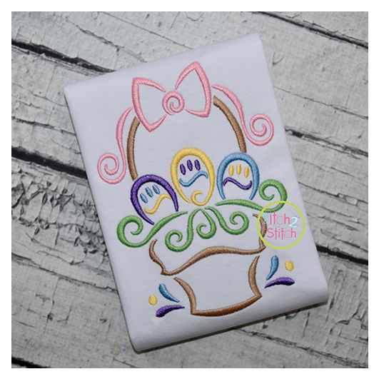 Itch 2 Stitch All Occasion Swirly Easter Basket Digital Embroidery Machine Designs by JuJu