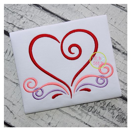 All Occasion Swirly Heart Embroidery | Machine Embroidery Designs by JuJu
