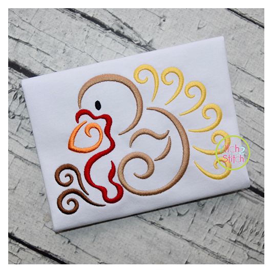 All Occasion Swirly Turkey Embroidery | Machine Embroidery Designs by JuJu