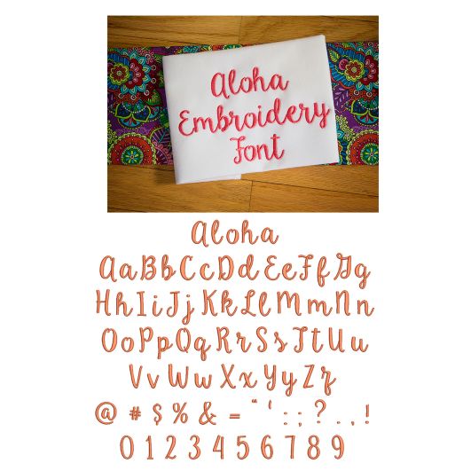 Aloha Embroidery Font Machine Embroidery Designs by JuJu