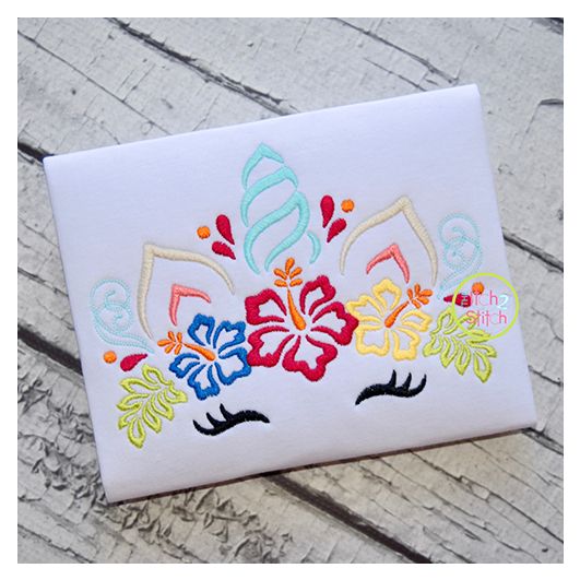 Aloha Unicorn Horn Embroidery | Machine Embroidery Designs by JuJu