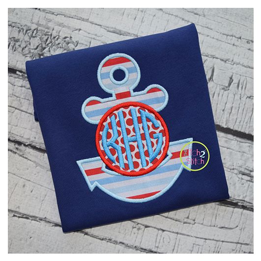 Anchor Monogram Applique | Machine Embroidery Designs by JuJu