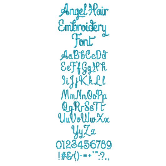 Angel Hair Embroidery Font Machine Embroidery Designs by JuJu