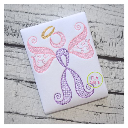 Awareness Ribbon Angel Motif | Machine Embroidery Designs by JuJu