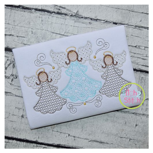 Angel Trio Motif Embroidery | Machine Embroidery Designs by JuJu