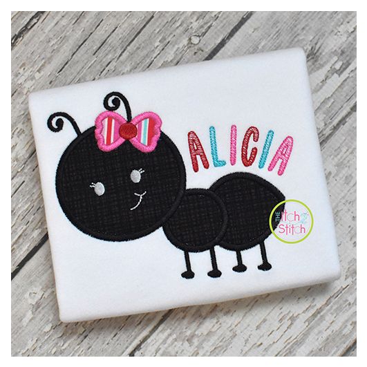 Ant Girl Applique | Machine Embroidery Designs by JuJu